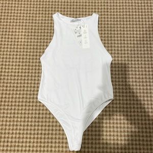 Zara M white tank muscle bodysuit new with tags